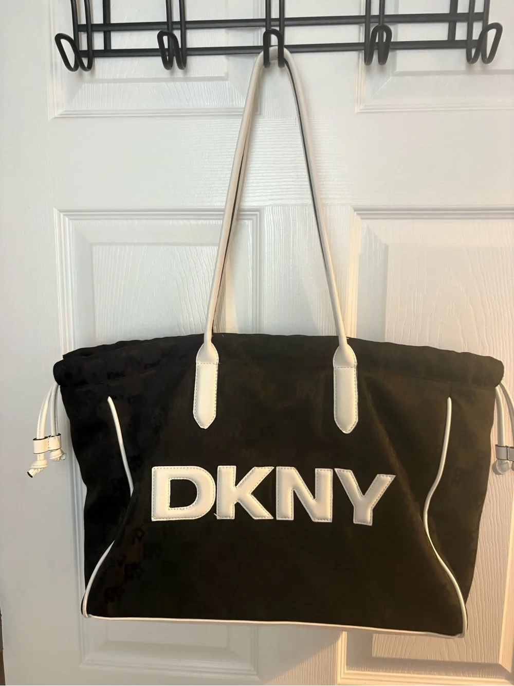 DKNY Black Tote with White Logo and Trim